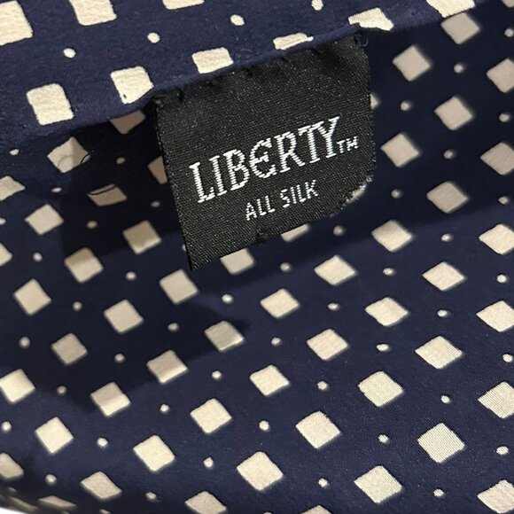 Liberty of London 100% silk blue white square print scarf - Picture 2 of 4